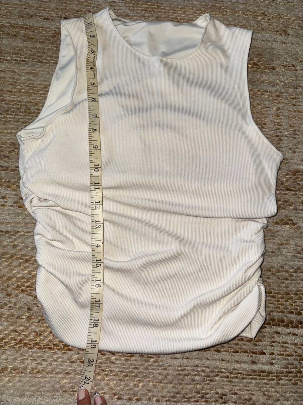 ALO Yoga White Ribbed Ruched Side Tank - Picture 7 of 8